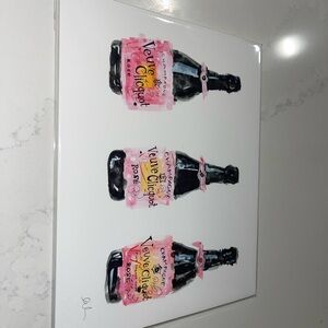 VEUVE CLICQUOT Pink/Black Bottle Painting Art